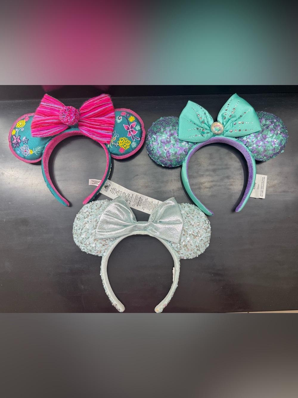 3 Disney Minnie Mouse Ear Headband Bundle: Encanto, Little Mermaid and Arendelle